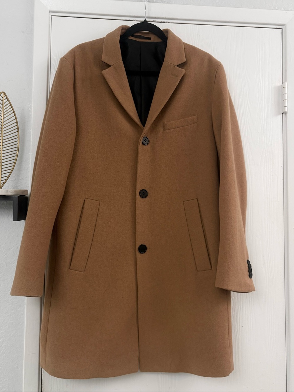 H&M Camel Single-Breasted Wool-Blend Men’s Pea Coat Size 42R